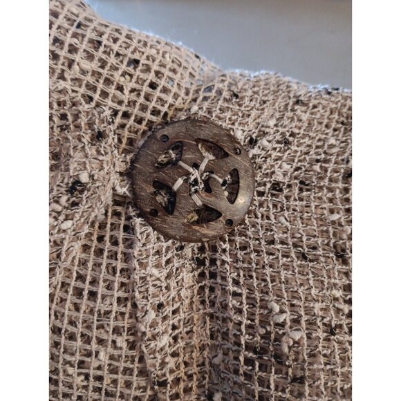 Charlie Paige Womens L XL Cardigan Sheer Knit Button Beige Boho Woven Mesh Y2K - Picture 4 of 7